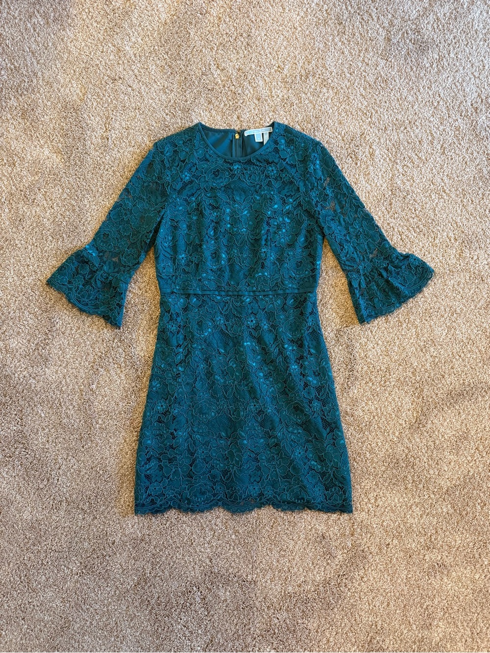 Draper James Teal Lace Dress with Bell Sleeves